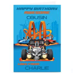 Kids Card Factory Personalised Birthday Card - HotWheels - Awesome Track!