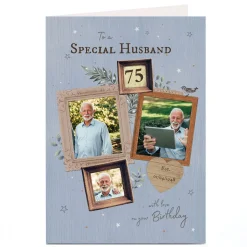 Clearance Personalised Birthday Card Photo Card - Special Husband 75th, Editable Age For Husband|Editable Age
