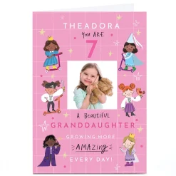 Kids Card Factory Personalised Birthday Card - Growing More Amazing Every Day, Granddaughter, Editable Age