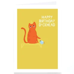 Card Factory Personalised Birthday Card - Happy Birthday D*ckhead Cat