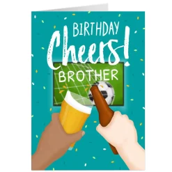 Outlet Personalised Birthday Card - Cheers Footie & Beer, Brother For Brother|Birthday