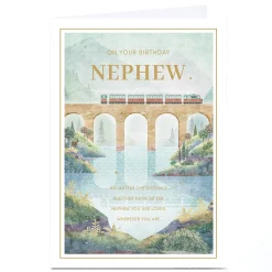 Online Personalised Birthday Card - Classic Train and Bridge, Nephew For Nephew|Birthday