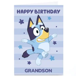 Kids Card Factory Personalised Birthday Card - Bluey Grandson Blue