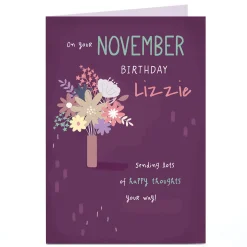 Best Personalised Birthday Card - November Happy Thoughts Birthday|For Her