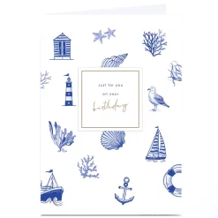 Clearance Personalised Birthday Card - Seaside icons For Uncle|For Son