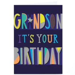 Card Factory Personalised Birthday Card - Contemporary Letter, Grandson