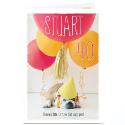 Online Personalised Birthday Card - Party Bulldog, Editable Age For Son|For Husband