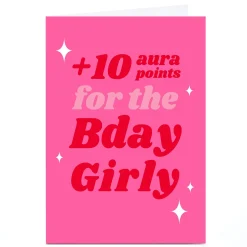 Kids Card Factory Personalised Birthday Card - Aura Points For Bday Girly