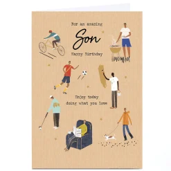 Card Factory Personalised Birthday Card - Doing What You Love Activities, Son