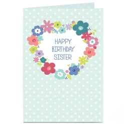Online Personalised Birthday Card - Flower Wreath Sister For Sister|Birthday
