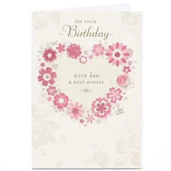Sale Personalised Birthday Card - Traditional Pink Floral heart For Niece|For Mum