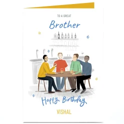 Outlet Personalised Birthday Card - Pub Gathering, Brother For Brother|Birthday