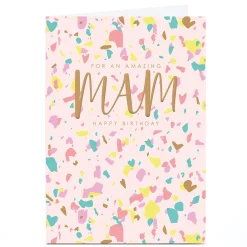 Hot Personalised Birthday Card - Abstract Confetti, Mam For Mum|Mum