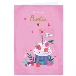 Card Factory Personalised Birthday Card - Birthday Cupcake, Auntie