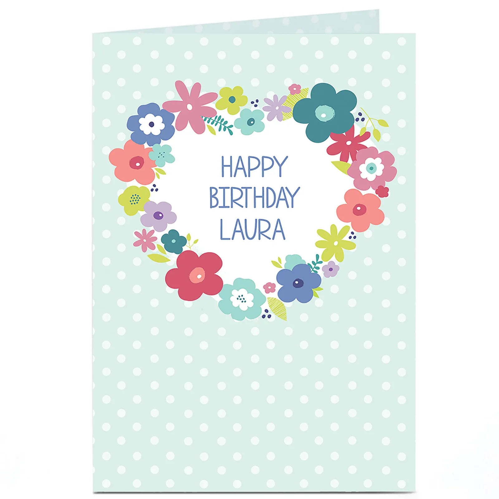 Outlet Personalised Birthday Card - Love Heart Flower Wreath For Wife|For Sister