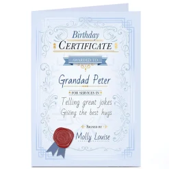 Hot Personalised Birthday Card - Birthday Certificate For Grandad|Birthday