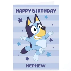 Clearance Personalised Birthday Card - Bluey Nephew Blue Kids For Nephew|For Kids