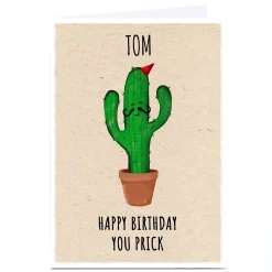 Card Factory Personalised Birthday Card - Cactus