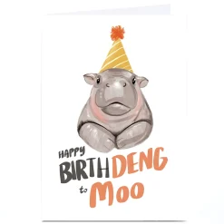 Kids Card Factory Personalised Birthday Card - Happy Birthdeng to Moo