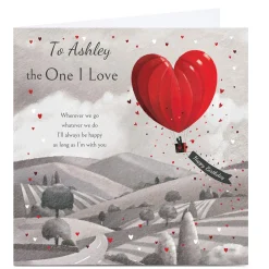 Card Factory Personalised Birthday Card - One I Love Heart Air Balloon