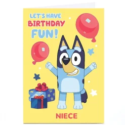 Kids Card Factory Personalised Birthday Card - Bluey Niece Yellow