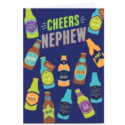 Card Factory Personalised Birthday Card - Bright Beers Cheers, Nephew