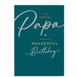 Card Factory Personalised Birthday Card - Classic Script Wonderful Birthday, Papa
