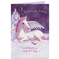 New Personalised Birthday Card - Pink & Purple Unicorn Kids For Kids|Birthday