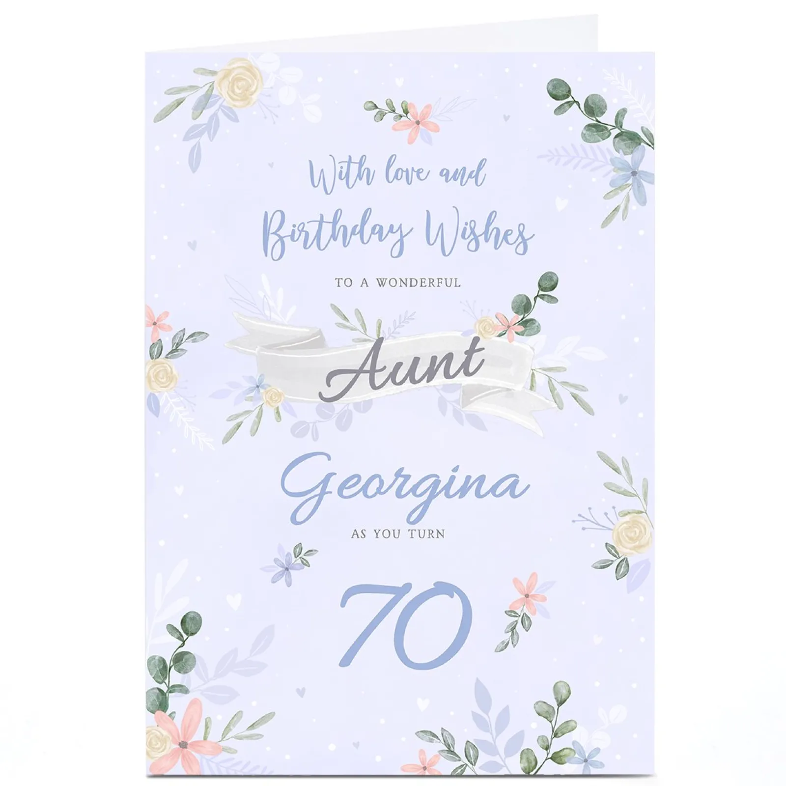 Card Factory Personalised Birthday Card - Aunt Love & Wishes Floral, Editable Age