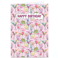 Sale Personalised Birthday Card - Cocktail Bright Doodles For Sister|For Niece