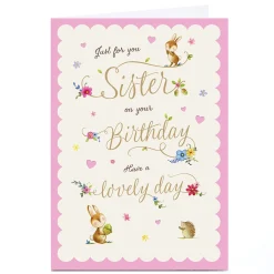 Personalised Birthday Card - Cute Woodland Creatures, Sister For Sister|Birthday