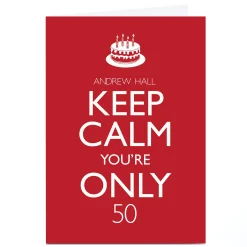 Discount Personalised Birthday Card - Keep Calm, Editable Age For Son|For Husband