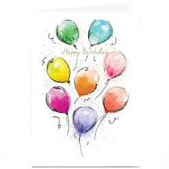 Hot Personalised Birthday Card - Bright Watercolour Balloons For Sister|For Niece