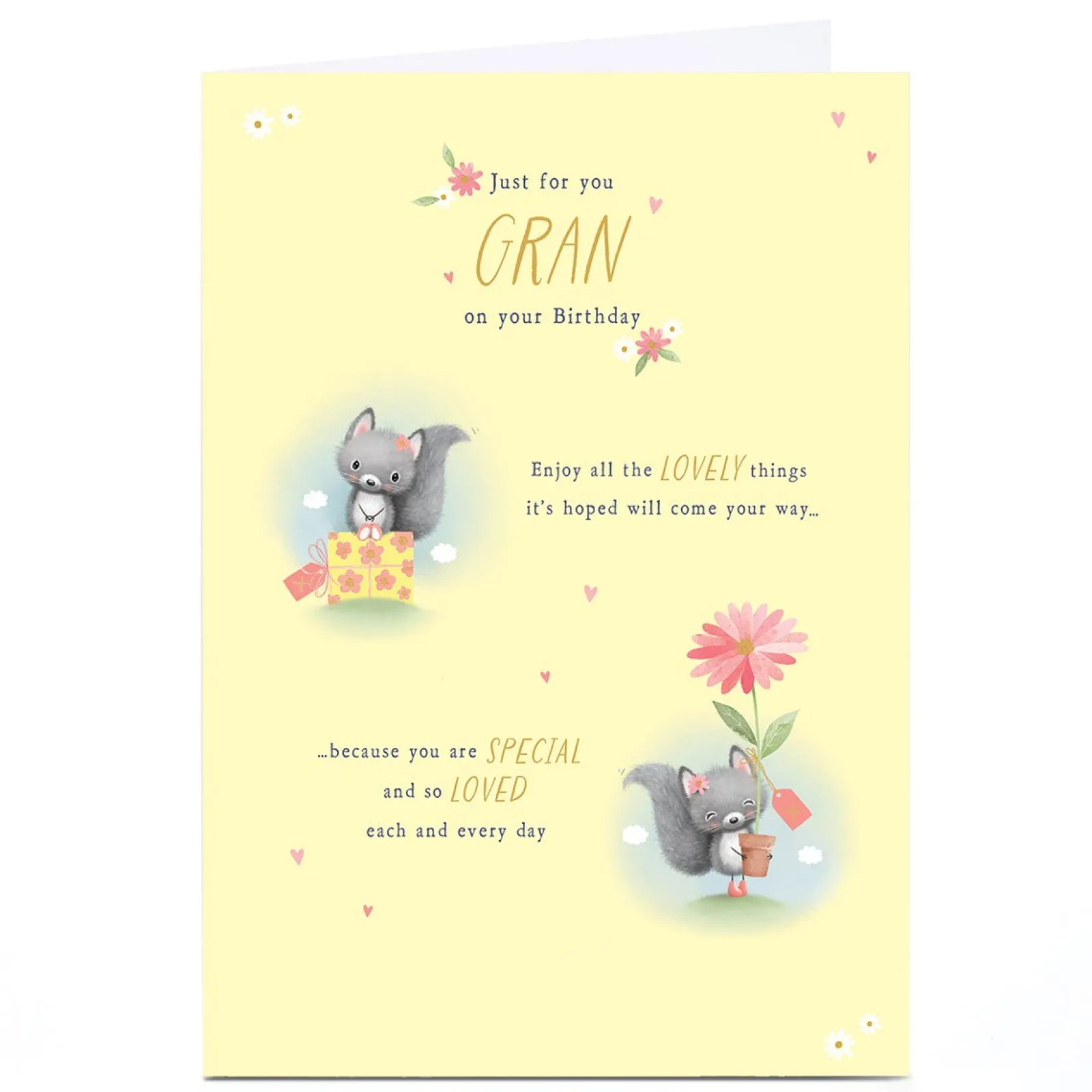 Sale Personalised Birthday Card - Squirrels and Flowers, Gran For Grandma|Birthday