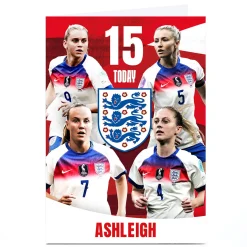 Outlet Personalised Birthday Card - Lionesses England 15 Today For Sister|For Niece
