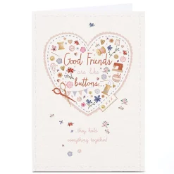 Card Factory Personalised Birthday Card - Good Friends Are Like Buttons