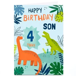 Discount Personalised Birthday Card - Dinosaurs Son, Any Age Kids For Son|Son
