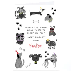 Card Factory Personalised Birthday Card - From the Dog Poop Scoop