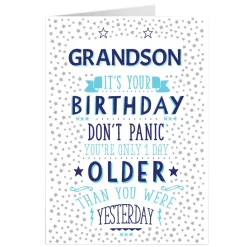 Card Factory Personalised Birthday Card - One Day Older, Grandson