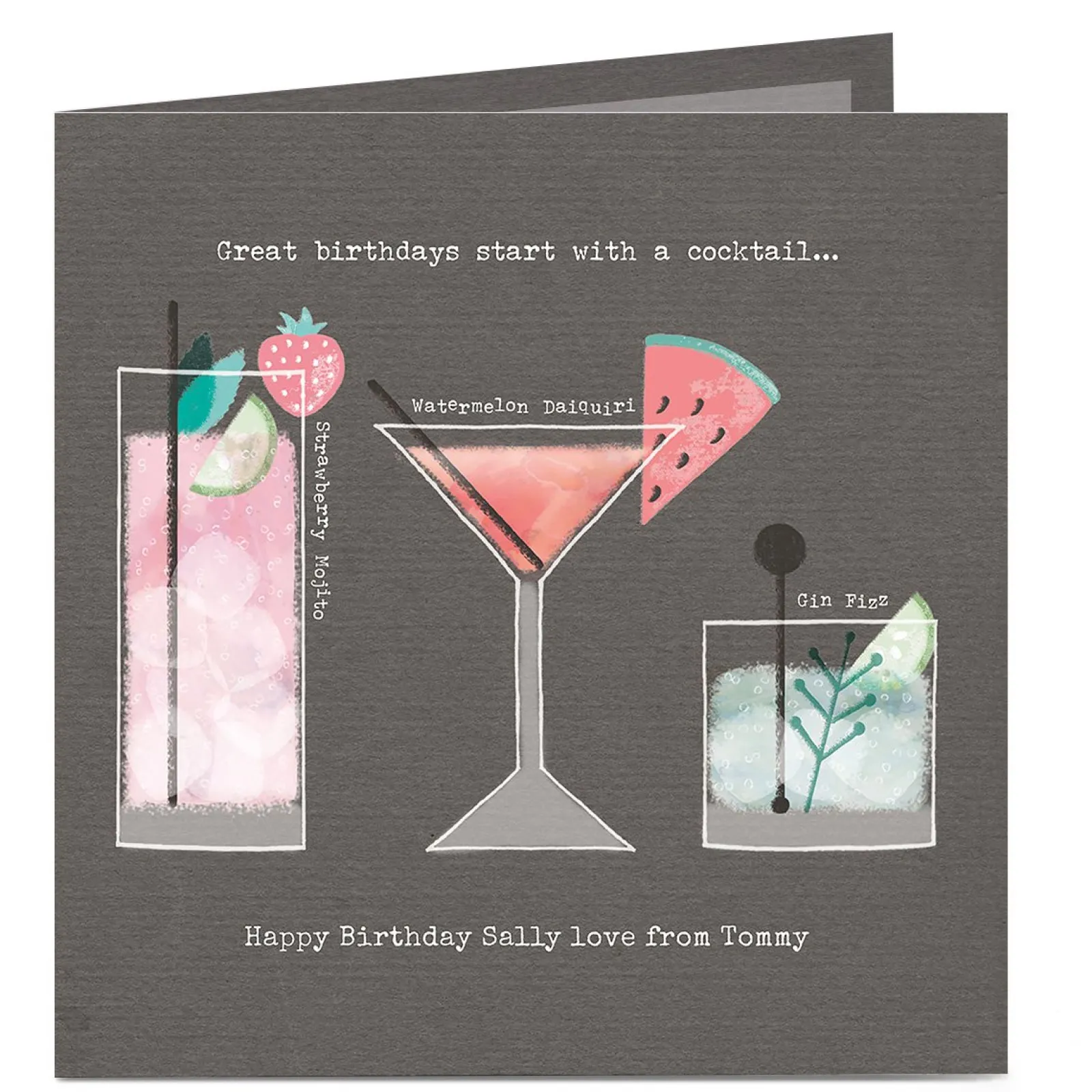 Online Personalised Birthday Card - Start With A Cocktail Birthday|For Her