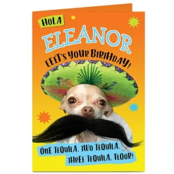 Card Factory Personalised Birthday Card - Hola Tequila Dog