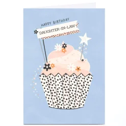 Card Factory Personalised Birthday Card - Stars & Flowers Cupcake, Daughter-in-Law