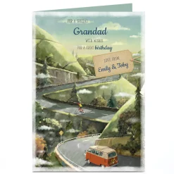 Card Factory Personalised Birthday Card - Grandad Country Camper Van