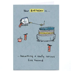 Hot Personalised Birthday Card - Fire Hazard Cake For Uncle|For Son