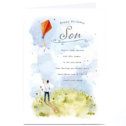 Card Factory Personalised Birthday Card - Kite Flying Poem, Son