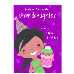 Kids Card Factory Personalised Birthday Card - Sweetest Granddaughter