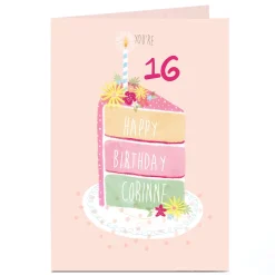 Card Factory Personalised Birthday Card - Birthday Cake, Editable Age