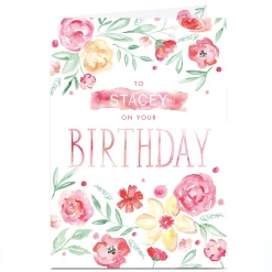 Clearance Personalised Birthday Card - Florals On Your Birthday Birthday|For Her