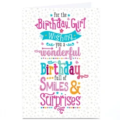 Online Personalised Birthday Card - Smiles and Surprises Birthday|For Her