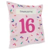 Kids Card Factory Personalised Birthday Cushion - Pink Confetti, Editable Age & Recipient